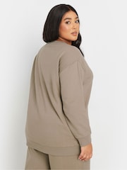 Yours Curve Brown Crew Sweatshirt - Image 3 of 5