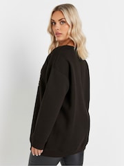Yours Curve Black Leopard Print Heart Sweatshirt - Image 3 of 5