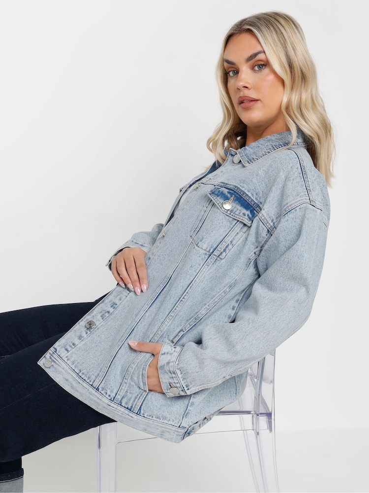 Azul - Yours Curve Oversized Denim 100% Cotton Jacket - Imagen 1 de 5