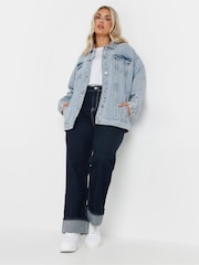 Azul - Yours Curve Oversized Denim 100% Cotton Jacket - Imagen 2 de 5