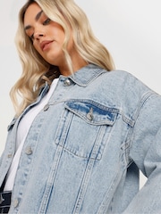 Azul - Yours Curve Oversized Denim 100% Cotton Jacket - Imagen 4 de 5