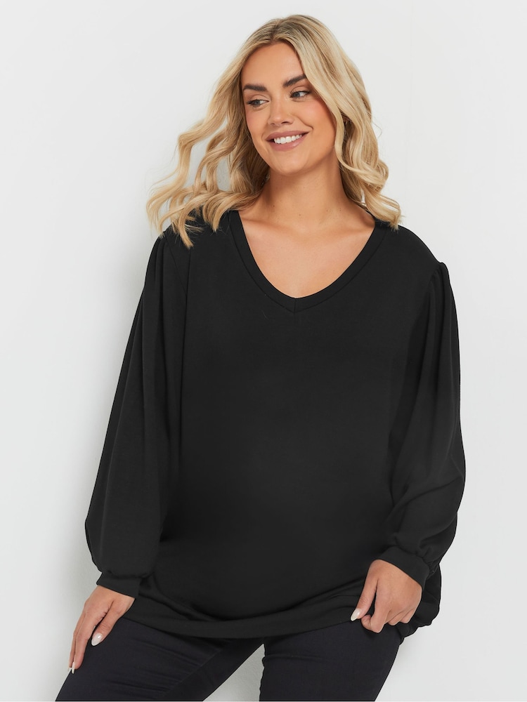 Negro - Yours Curve V-Neck Sweatshirt - Imagen 1 de 5 Negro - Yours Curve V-Neck Sweatshirt - Imagen 1 de 5