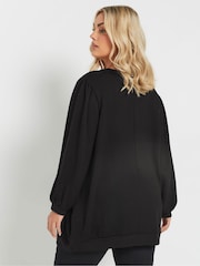 Yours Curve Black V-Neck Sweatshirt - Image 3 of 5