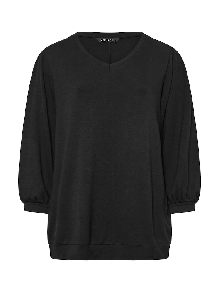 Yours Curve Black V-Neck Sweatshirt - Image 5 of 5