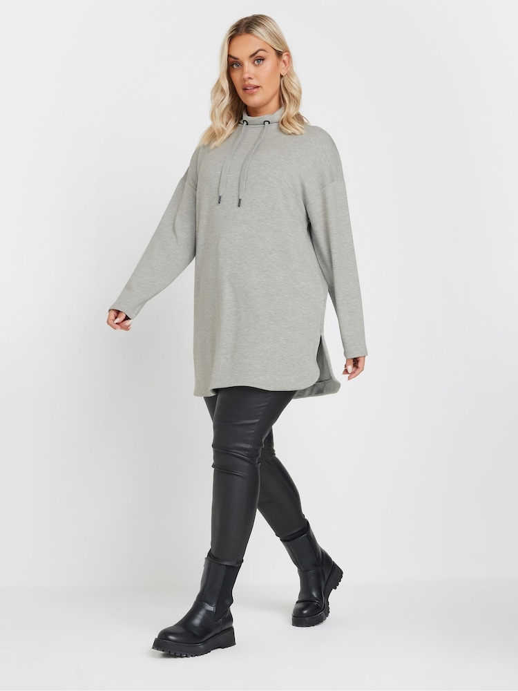 Yours Curve Grey Soft Touch High Neck Sweatshirt - Image 2 of 5