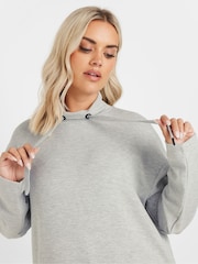 Yours Curve Grey Soft Touch High Neck Sweatshirt - Image 4 of 5