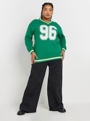 Yours Curve Green 96 Varsity Sweatshirt - Image 2 of 6