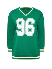 Yours Curve Green 96 Varsity Sweatshirt - Image 6 of 6
