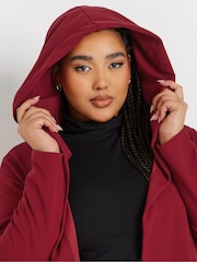 Yours Curve Burgundy Red Longline Hooded Jacket - Image 4 of 5