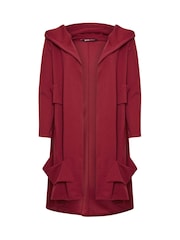 Yours Curve Burgundy Red Longline Hooded Jacket - Image 5 of 5