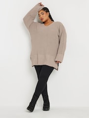 Yours Curve Natural Oversized V-Neck Jumper - Image 2 of 5