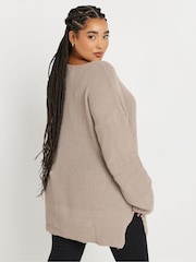 Yours Curve Natural Oversized V-Neck Jumper - Image 3 of 5