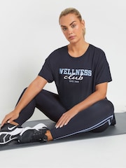 Yours Curve Blue Wellness Club Active T-Shirt - Image 1 of 4