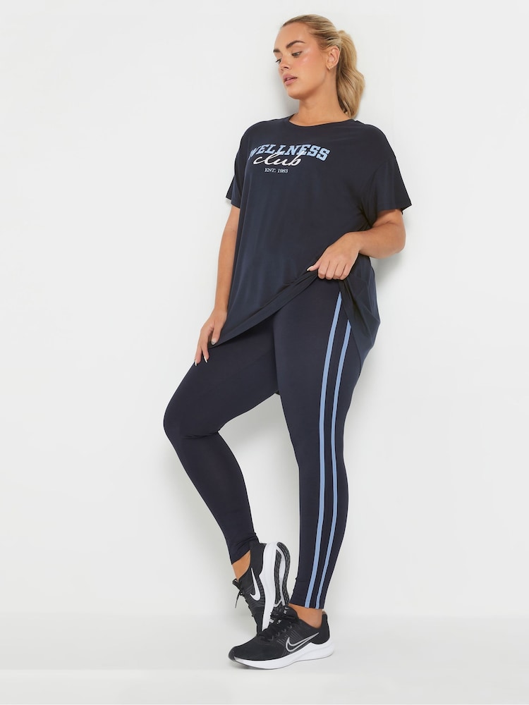 Yours Curve Blue Wellness Club Active T-Shirt - Image 2 of 4