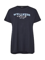 Yours Curve Blue Wellness Club Active T-Shirt - Image 4 of 4