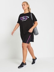Yours Curve Black Positive Energy Active T-Shirt - Image 2 of 5