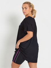 Yours Curve Black Positive Energy Active T-Shirt - Image 3 of 5