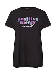 Yours Curve Black Positive Energy Active T-Shirt - Image 5 of 5