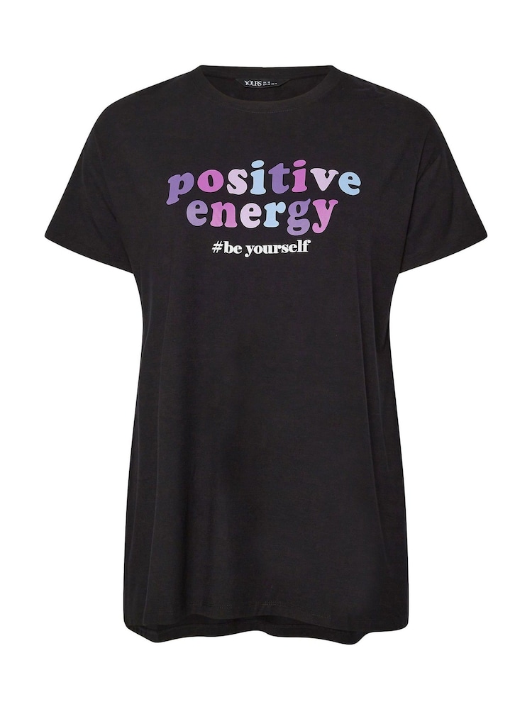 Yours Curve Black Positive Energy Active T-Shirt - Image 5 of 5