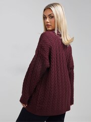 Yours Curve Red Limited Cable Knitted Jumper - Image 3 of 5