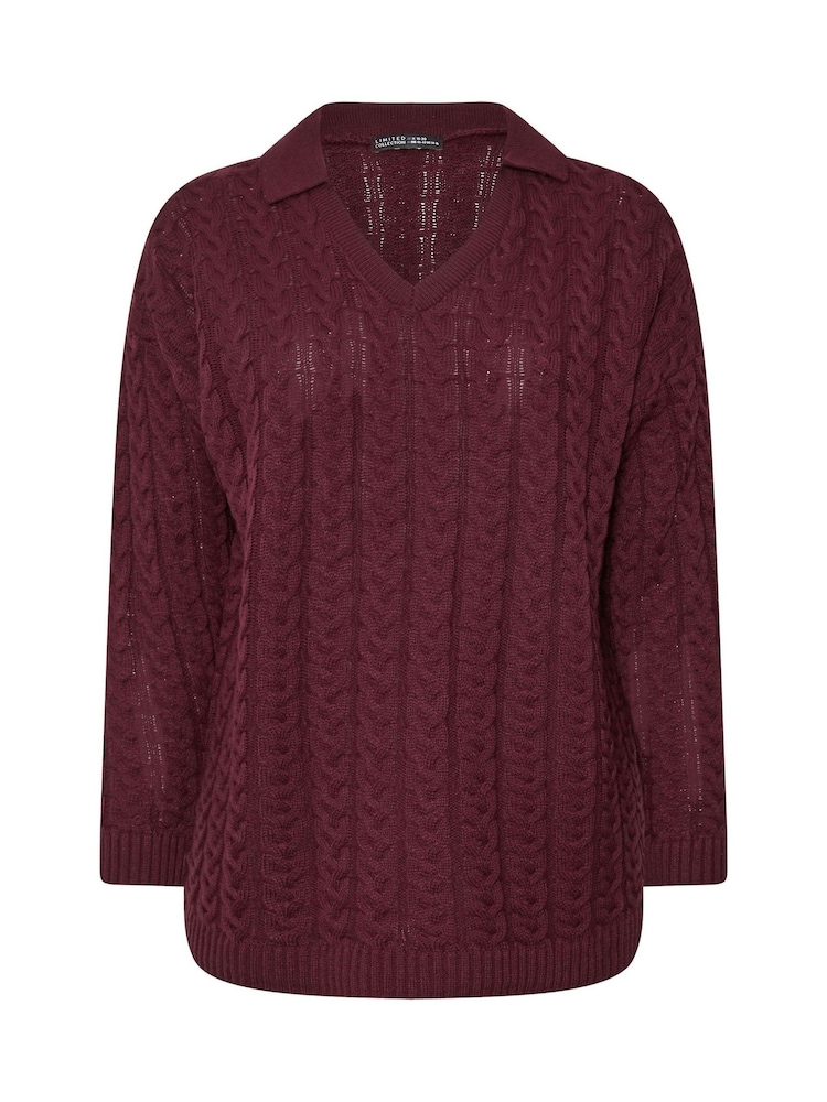 Yours Curve Red Limited Cable Knitted Jumper - Image 5 of 5