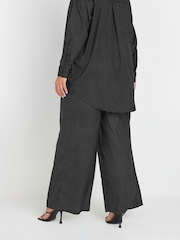 Yours Curve Black Limited Glitter Co-Ord Wide Leg Trousers - Image 3 of 6