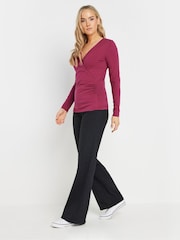 Long Tall Sally Red Long Sleeve Cotton Wrap Top - Image 2 of 5