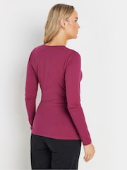Long Tall Sally Red Long Sleeve Cotton Wrap Top - Image 3 of 5