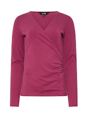 Long Tall Sally Red Long Sleeve Cotton Wrap Top - Image 5 of 5