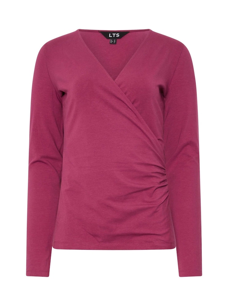 Long Tall Sally Red Long Sleeve Cotton Wrap Top - Image 5 of 5 Long Tall Sally Red Long Sleeve Cotton Wrap Top - Image 5 of 5