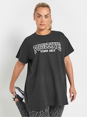 Yours Curve Grey Positive Vibes Only Top - Image 1 of 5