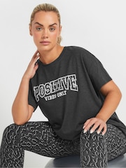Yours Curve Grey Positive Vibes Only Top - Image 4 of 5