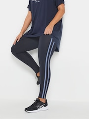 Yours Curve Blue Side Stripe Leggings - Image 1 of 4