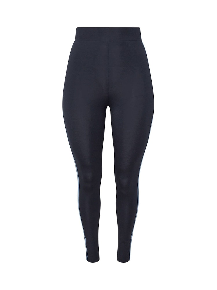 Yours Curve Blue Side Stripe Leggings - Image 4 of 4