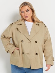 Yours Curve Natural Short Trench Coat - Image 1 of 5