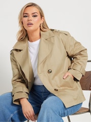 Yours Curve Natural Short Trench Coat - Image 4 of 5