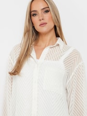 Long Tall Sally White Shadow Stripe Shirt - Image 4 of 5