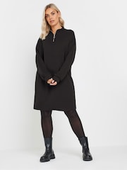 Yours Curve Black Zip Neck Jumper Dress - Image 2 of 5
