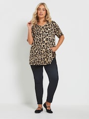 Yours Curve Natural Zebra Print Textured Top - Image 2 of 5