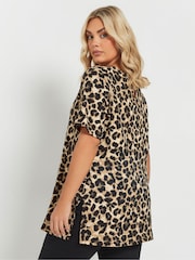 Yours Curve Natural Zebra Print Textured Top - Image 3 of 5