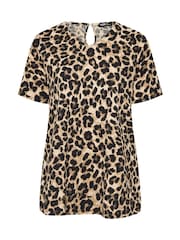 Yours Curve Natural Zebra Print Textured Top - Image 5 of 5