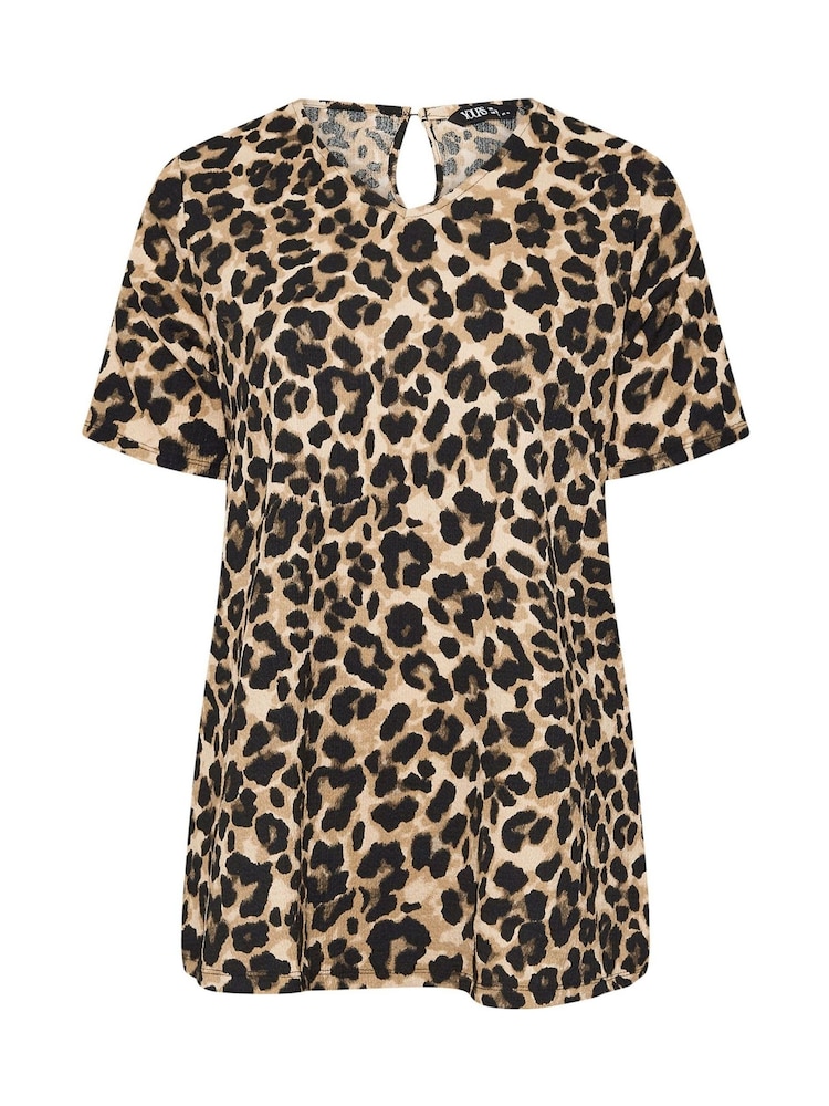 Yours Curve Natural Zebra Print Textured Top - Image 5 of 5