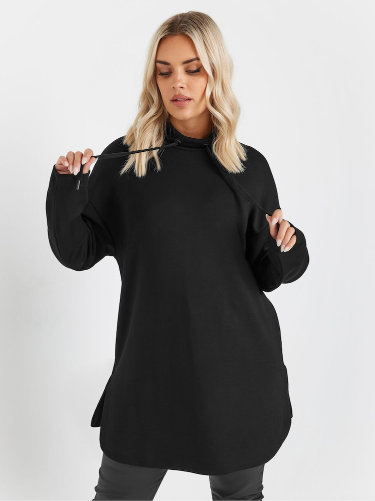 Yours Curve Black Soft Touch High Neck Sweatshirt - Image 1 of 5 Yours Curve Black Soft Touch High Neck Sweatshirt - Image 1 of 5