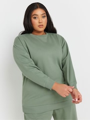 Yours Curve Green Crew Sweatshirt - Image 1 of 6