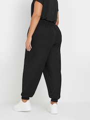 Yours Curve Black Pleat Front Cuffed Joggers - Image 3 of 5