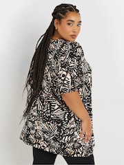 Schwarz - Yours Curve ausgestelltes Oberteil mit Zebra-Print - Bild 3 von 6