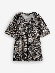 Schwarz - Yours Curve ausgestelltes Oberteil mit Zebra-Print - Bild 5 von 6
