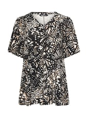 Schwarz - Yours Curve ausgestelltes Oberteil mit Zebra-Print - Bild 6 von 6