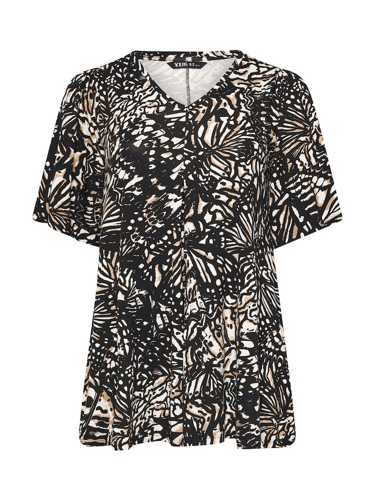 Schwarz - Yours Curve ausgestelltes Oberteil mit Zebra-Print - Bild 6 von 6 Schwarz - Yours Curve ausgestelltes Oberteil mit Zebra-Print - Bild 6 von 6