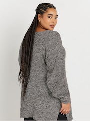 Yours Curve Brown Oversized V-Neck Jumper - Image 3 of 5